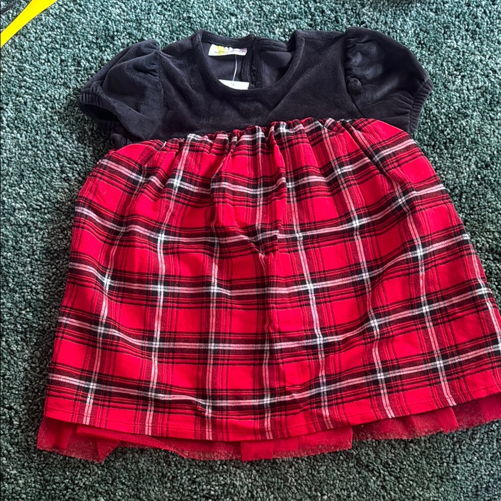 Red Plaid Dress with Black Top